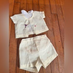 Vintage yell 2 piece embroidered puppy outfit
